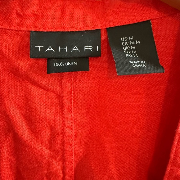 Tahari Vibrant Red Linen Blazer, Size Medium - Picture 2 of 3